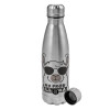 Metallic water bottle, stainless steel, 750ml