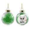 Transparent Christmas tree ball ornament with green filling 8cm