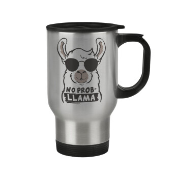 No Prob Llama, Stainless steel travel mug with lid, double wall 450ml