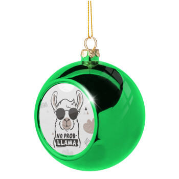 No Prob Llama, Green Christmas tree ornament ball 8cm