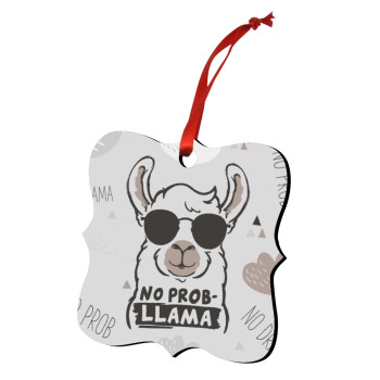 No Prob Llama, Christmas ornament polygon wooden 7.5cm