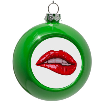 Lips, Green Christmas tree ornament bauble 8cm