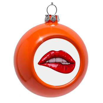 Lips, Orange Christmas tree ornament bauble 8cm