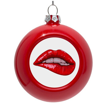 Lips, Red Christmas tree ornament bauble 8cm