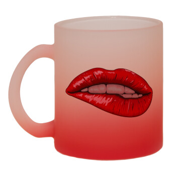 Lips, Κούπα γυάλινη δίχρωμη με βάση το κόκκινο ματ, 330ml