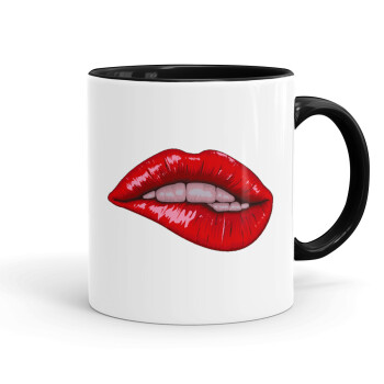 Lips, Mug colored black, ceramic, 330ml