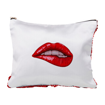 Lips, Red sequin cosmetic bag