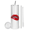 Eco friendly stainless steel tumbler 600ml, with metal straw & cleaning brush