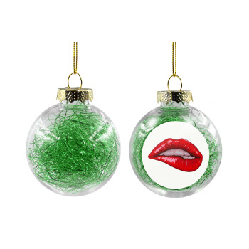 Lips, Χριστουγεννιάτικη μπάλα δένδρου διάφανη με πράσινο γέμισμα 8cm