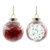 Transparent Christmas tree ball ornament with red filling 8cm