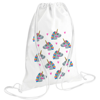 Unicorn, Backpack pouch GYMBAG white (28x40cm)