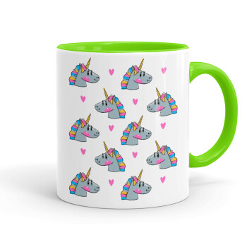 Unicorn, Mug colored light green, ceramic, 330ml