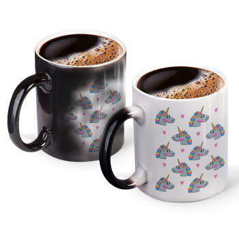 Unicorn, Color changing magic Mug, ceramic, 330ml when adding hot liquid inside, the black colour desappears (1 pcs)