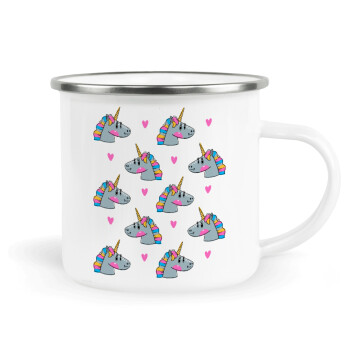 Unicorn, Metallic enamel cup white 360ml