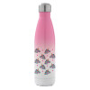 Metal mug thermos Pink/White (Stainless steel), double wall, 500ml