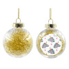 Transparent Christmas tree ball ornament with gold filling 8cm