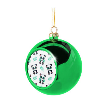 Panda, Green Christmas tree ornament ball 8cm