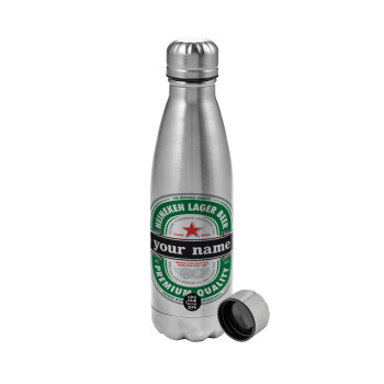 Heineken with name, Metallic water bottle, stainless steel, 750ml