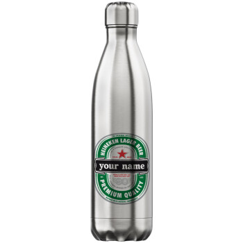 Heineken with name, Inox (Stainless steel) hot metal mug, double wall, 750ml