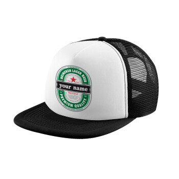 Heineken με όνομα, Καπέλο Ενηλίκων Soft Trucker με Δίχτυ Black/White (POLYESTER, ΕΝΗΛΙΚΩΝ, UNISEX, ONE SIZE)