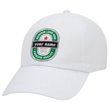 Heineken with name, Adult Baseball Cap White 5-panel (POLYESTER, ADULT, UNISEX, ONE SIZE)