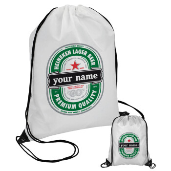 Heineken with name, Pouch bag with black cords (1 piece)