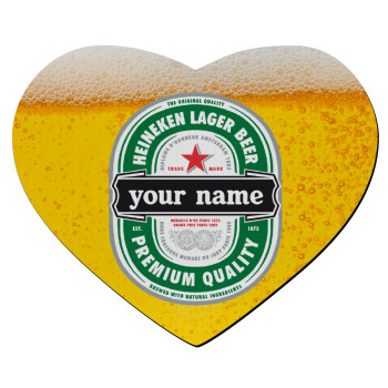 Heineken with name, Mousepad heart 23x20cm