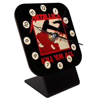 Metallica Kill' em all, Quartz Table clock in natural wood (10cm)