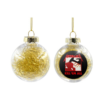 Metallica Kill' em all, Transparent Christmas tree ball ornament with gold filling 8cm