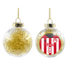 Transparent Christmas tree ball ornament with gold filling 8cm