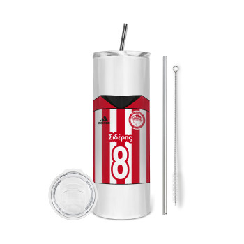 Ολυμπιακός εμφάνιση, Eco friendly stainless steel tumbler 600ml, with metal straw & cleaning brush