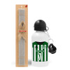 Easter Set, metallic aluminum water bottle (500ml) & aromatic flat Easter candle (30cm) (GRAY)