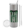 Eco friendly stainless steel Silver tumbler 600ml, with metal straw & cleaning brush