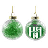 Transparent Christmas tree ball ornament with green filling 8cm