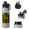 Metallic water bottle with safety cap, 850ml aluminum