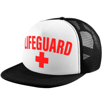 Lifeguard, Adult Soft Trucker Hat with Black/White Mesh (POLYESTER, ADULT, UNISEX, ONE SIZE)