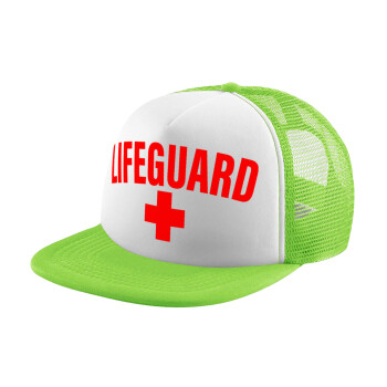 Lifeguard, Adult Soft Trucker Hat with Mesh GREEN/WHITE (POLYESTER, ADULT, ONE SIZE)