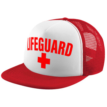 Lifeguard, Children's Soft Trucker Hat with Red/White Mesh (POLYESTER, CHILDREN'S, ONE SIZE)