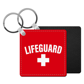 Lifeguard, Μπρελόκ Δερματίνη, τετράγωνο ΜΑΥΡΟ (5x5cm)