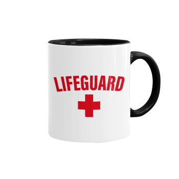 Lifeguard, Κούπα χρωματιστή μαύρη, κεραμική, 330ml