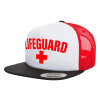 Adult Foam Flat Snapback with Mesh Black-White-Red (POLYESTER, ADULT, UNISEX, ONE SIZE)