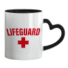 Mug heart black handle, ceramic, 330ml