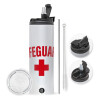 Tumbler stainless steel 600ml, with metal straw & cleaning brush