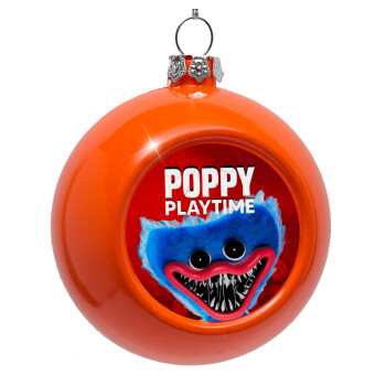 Poppy Playtime Huggy wuggy, Στολίδι Χριστουγεννιάτικη μπάλα δένδρου Πορτοκαλί 8cm