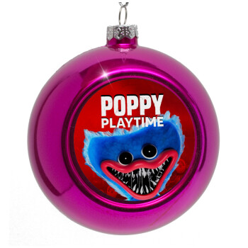 Poppy Playtime Huggy wuggy, Στολίδι Χριστουγεννιάτικη μπάλα δένδρου Μωβ 8cm