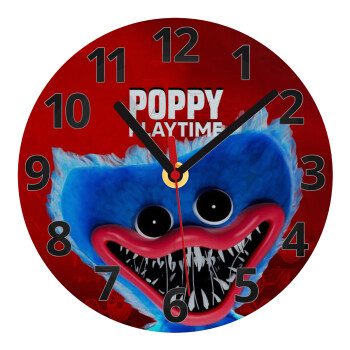 Poppy Playtime Huggy wuggy, Ρολόι τοίχου γυάλινο (20cm)