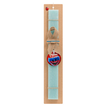 Poppy Playtime Huggy wuggy, Easter Set, wooden keychain & aromatic flat Easter candle (30cm) (TURQUOISE)