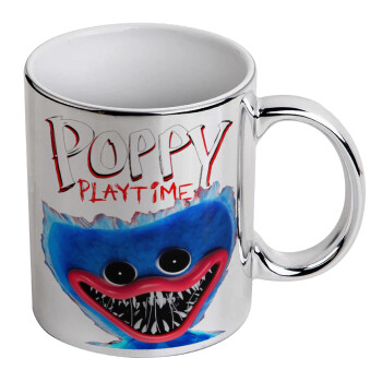 Poppy Playtime Huggy wuggy, Κούπα κεραμική, ασημένια καθρέπτης, 330ml