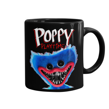 Poppy Playtime Huggy wuggy, Κούπα Μαύρη, κεραμική, 330ml