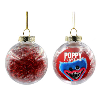 Poppy Playtime Huggy wuggy, Transparent Christmas tree ball ornament with red filling 8cm